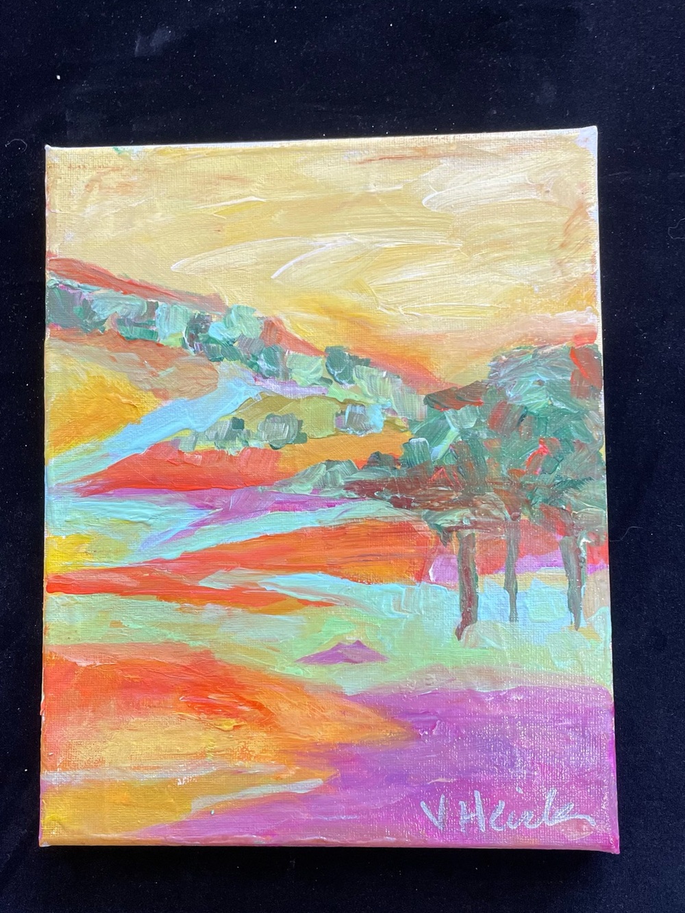 “Morning Sunshine Acrylic Painting Original Painting Small 10”x8”Handmade - Picture 8 of 12